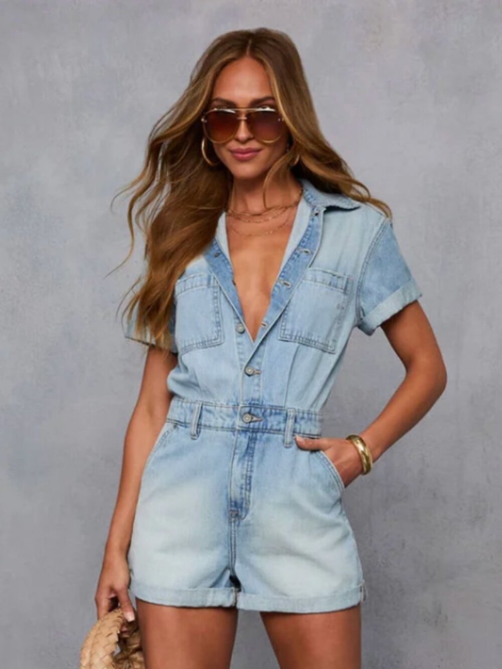 Hidden Denim Romper
